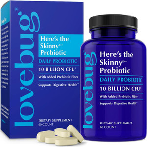 LOVEBUG Skinny Prebiotics and Probiotics for Women Digestive Health & Immune Support - 10 Billion CFU Probiotic Strains Gut Health, Gas, Constipation