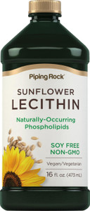 Piping Rock Sunflower Lecithin Liquid Supplement | 16 oz Oil | Naturally-Occurring Phospholipids | Vegan, Soy Free, Non-GMO, Soy Free, Gluten Free