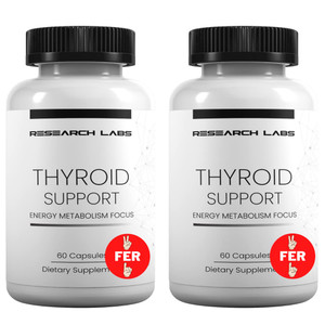 Research Labs Thyroid Support + Iodine Supplement - Energy, Metabolism, Focus (120 Total Capsules) - 2 Pack. Supports Proper Hormone Levels for Overa