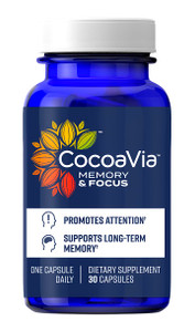 CocoaVia Memory & Focus Brain Supplement, 30 Day, Cocoa Flavanol Blend, Lutein, Added Caffeine for Boost. Improve Cognitive Function, Attention, Vega