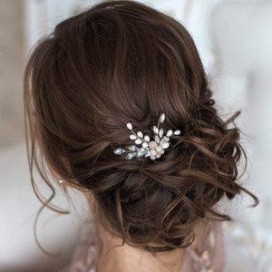 Catery Bride Wedding Hair Pins Clip Set Crystal Pearl Hair Pieces Jewelry Headpieces Bridal Decorative Hair Accessories for Women (Pack of 2)