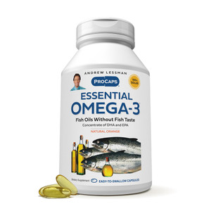 ANDREW LESSMAN Essential Omega-3 Orange - 60 Softgels - Ultra-Pure, High Potency Omega-3 Oils. High DHA, No Stomach Upset, No Contaminants, No Mercur
