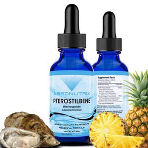 Absonutrix Pterostilbene with Hesperidin 390 mg, 4 Oz Liquid, 300 Servings, Made in USA, Quick Absorption, Quality Potent Ingredients, Non-GMO, GMP C