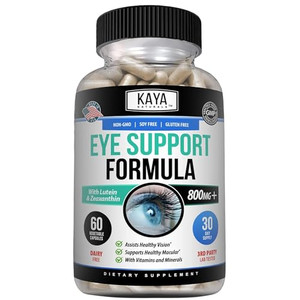 Kaya Naturals Eye Health Supplement - Lutein & Zeaxanthin - Supports Eye Strain, Dry Eyes, and Vision Health - Clinically Proven Ingredients 800mg Vi