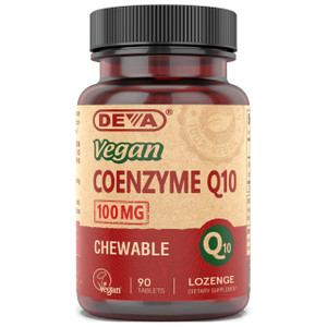 DEVA Vegan Vitamins Coenzyme Q10 100mg - Potent & Affordable in One Bottle - Chewable, 90 Tablets, (Pack of 1)