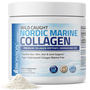 Bronson Marine Collagen Peptides Hydrolyzed Protein Powder 100% Wild Caught Nordic Cod Verified Sustainable Source for Joints Skin Hair Nails & Bones
