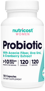 Nutricost Probiotic for Women 10 Billion CFU, 120 Capsules - Complex with Acacia Fiber, Uva Ursi & Cranberry Extract, Non-GMO & Gluten Free