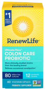 Renew Life Adult Colon Care Probiotic Supplement, Gluten, Dairy & Soy Free, 80 Billion CFU Per Capsule, 60 Capsules (Package May Vary)