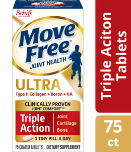 Move Free Type II Collagen, Boron & HA Ultra Triple Action Tablets, Move Free (75 Count in A Bottle) 1 ea (Pack of 3)