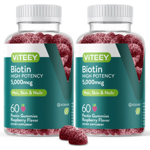 VITEEY Biotin Gummies for Hair Skin and Nails - Biotin for Hair Growth Gummies - 5000 mcg - Vegan, Gluten-Free, Non-GMO  120 Count