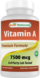 Best Naturals Vitamin A 25000 IU (7500 mcg), Non-GMO Formula Supports Healthy Vision & Immune System and Healthy Growth & Reproduction, 180 Softgels