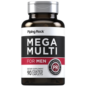 Piping Rock Men's Multivitamin | 90 Caplets | Mega Vitamin and Mineral Complex | Daily Support Supplement | with Vitamin C, D, Magnesium, Zinc | Non-