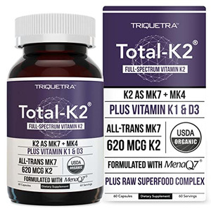 Total K2® | Vitamin K2 as MK7 & MK4 | Plus K1 & Vitamin D3 Cofactor - 620 mcg K2 per Serving - All-Trans MK7 from MenaQ7® - Full-Spectrum Vitamin K -