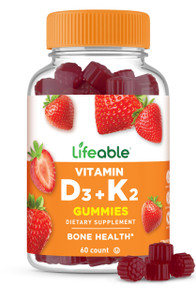 Lifeable Vitamin D3 K2 Gummies for Adults | 1000iu D3 and K2 100mcg | Great Tasting D3 and K2 Supplements | for Immune Support | VIT D3 K2 for Adults
