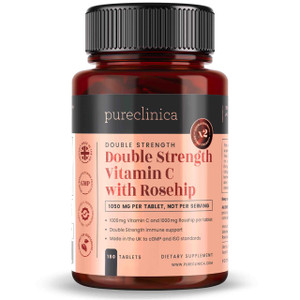 pureclinica Vitamin C with Rosehip  2000mg (1000mg VIT C & 1000mg Rosehip Extract) x 180 Tablets - 6 Months Supply!