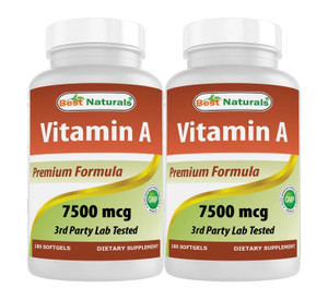 Best Naturals Vitamin A 25000 IU (7500 mcg), Non-GMO Formula Supports Healthy Vision & Immune System and Healthy Growth & Reproduction, 180 Softgels
