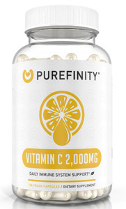 PUREFINITY Vitamin C 2000mg Capsules  Double Strength, High Absorption Supplement, Powerful Antioxidant Properties, 120 Capsules (1 Month Supply)