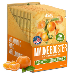 Dr. Prices Electrolyte & Vitamin C Powder Packets  Immune Support, Mandarin, 20 Packs | 1000mg Vitamin C + Zinc, 72 Trace Minerals | Sugar-Free, Do