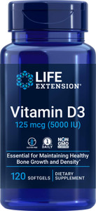 Life Extension Vitamin D3 5000 IU, 120 Softgels, 125mcg
