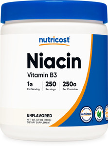 Nutricost Niacin Vitamin B3 Powder 250 Grams - 1G Per Serving - Vitamin B3 (Niacin) Powder - May Cause Flush
