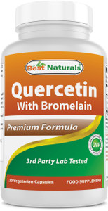 Best Naturals Quercetin with Bromelain Veggie Capsule - 800mg of Quercetin & 165 mg of Bromelain (2400 GDU/g), 120 Count