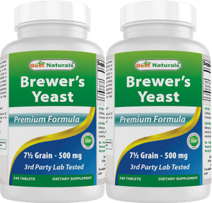 Best Naturals, Brewers Yeast, 7-1/2 Grains with Vitamin B1, Vitamin B2, 1000 mg 240 Tablets (240 Count (Pack of 2))