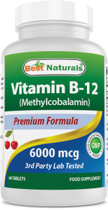 Best Naturals Vitamin B-12 as Methylcobalamin (Methyl B12), 6000 mcg Tablet, 60 Count