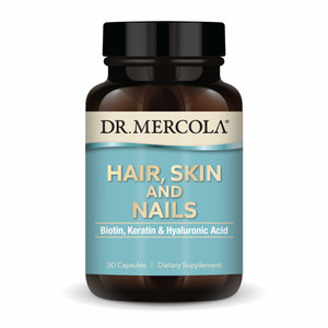 Dr. Mercola Hair, Skin and Nails - Provides Biotin, Keratin & Hyaluronic Acid - Premium Quality - Supports Healthy Aging - Non-GMO, Gluten-Free & Soy