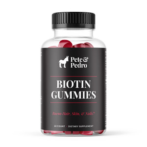 Pete & Pedro BIOTIN Gummies for Hair, Skin & Nails Growth for Women & Men |Hair Grow Supplement for Stronger Skin, & Nails | Cherry Biotin Gummy 5000