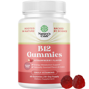 Vitamin B12 Gummies for Adults - Sugar Free Vitamin B12 1000 mcg Chewable Gums for Energy & Mood Support Immune & Nerves Health - Kosher Non-GMO & Gl