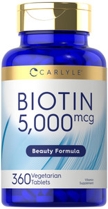 Carlyle Biotin 5000mcg | 360 Vegetarian Tablets | Beauty Formula Supplement | Non-GMO, Gluten Free