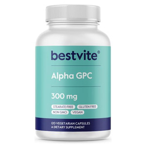 BESTVITE Alpha GPC Choline 600mg Per Serving (120 Veggie Capsules) - No Stearates - Vegan - Non GMO - Gluten Free