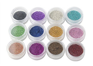1Pack Fashion Caviar Nails Art New 12 Colors plastic Beads Manicures or Pedicures Nail Art Caviars/Beads/Mini Pearls Decorations