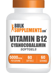 BulkSupplements.com Vitamin B12 5000 mcg Softgels - as Cyanocobalamin, Vitamin B12 Supplements, for Energy Support - Gluten Free, 1 Softgel per Servi