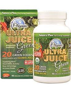 NaturesPlus Ultra Juice Green - 90 Bi-Layered Tablets, Pack of 2 - Supports Immune Health, Digestion & Energy Production - Organic, Non-GMO, Vegan, G