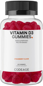 Codeage Vitamin D3 Gummy Vitamins, Vitamin D3 5000 IU Gummies Cholecalciferol 125 mcg - 2-Month Supply - Soft Pectin-Based, Animal Gelatin-Free Vitam