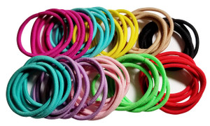 Elastic Hair Ties Bands, Small Seamless Ponytail Holders Ties - Mixed Cute Colors (50 Count, Large Beauty Pony'Os Pony Holder Rubber Bands)