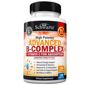 Vitamin B Complex with Vitamin C for Maximum Absorption - Methylcobalamin b12 & Folate Folic Acid Supplement - B1 B2 B3 B5 B6 B7 B9 for Immune Energy