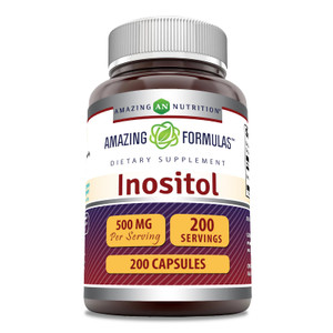 Amazing Formulas Inositol 500 mg 200 Capsules Supplement | Vitamin B8 | Non-GMO | Gluten Free | Made in USA