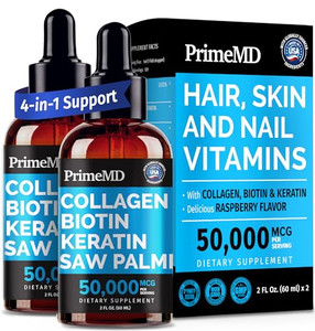 Liquid Collagen Peptides for Women - Serum Complex with Biotin Vitamin, Hydrolyzed Keratin Protein and Saw Palmetto - Comprehensive Formula for Hair,