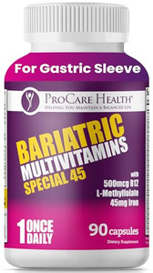 ProCare Health Bariatric Multivitamin with Iron 45mg (90 Capsules) with Reduced B12 - Post-Op Bariatric Vitamins for Gastric Bypass, Sleeve, Duodenal