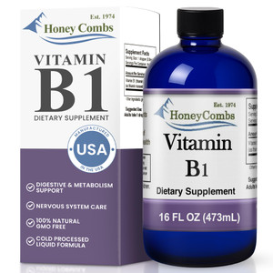 HoneyCombs Vitamin B1 Supplement (Thiamine) Liquid Drops - High Potency Thiamine B1 Supplement for Men & Women - Maintain Nervous System, Energy & Ov