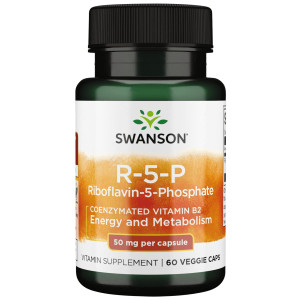 Swanson R-5-P (Riboflavin-5-Phosphate) - Vitamin B2 Supplement Promoting Energy, Metabolism & Vision Health - Natural Wellness Formula - (60 Capsules