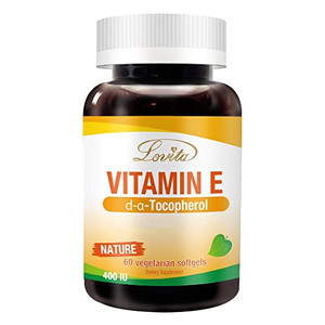 Lovita Vitamin E 400 IU Softgels, Natural 268 mg (as D Alpha Tocopherol), Vegan Healthy Skin, Hair, Nails & Immune System Support, 60 Vegetarian Soft
