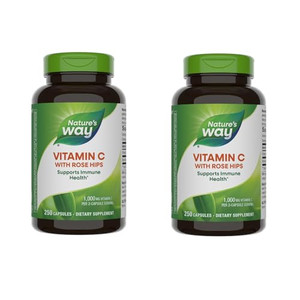 Nature's Way Vitamin C with Rose Hips, Antioxidant & Immune Function Support from vitamin C*, Promotes Collagen for Healthy Skin*, 1,000 mg per 2-Cap
