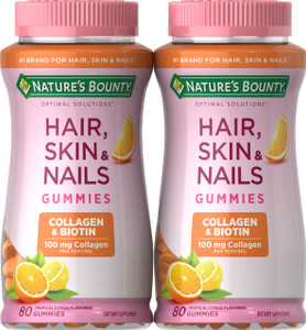 Nature's Bounty Hair, Skin & Nails with Biotin and Collagen, Citrus-Flavored Gummies Vitamin Supplement, Supports Hair, Skin, and Nail Health for Wom