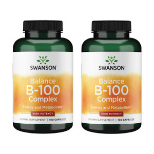 Swanson Vitamin B-100 - Vitamin Supplement Promoting Energy & Metabolism Support - High Potency Formula Supporting Heart Health, Brain Health & Nervo