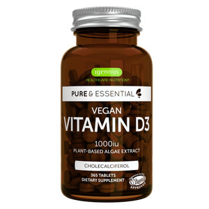 Igennus Natural Vegan Vitamin D3 1000IU, Clean Label, 365 Tablets, 100% Plant-Based Algae Cholecalciferol & Non-GMO, Immune, Bones & Teeth, 1-Year Su