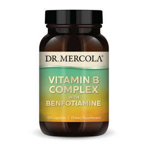 Dr. Mercola Vitamin B Complex with Benfotiamine - Supports Cellular, Brain & Immune Health - Non-GMO, Gluten-Free & Soy-Free - 60 Capsules (30 Servin