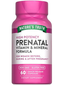 Nature's Truth Prenatal Vitamins With Folic Acid | 60 Capsules | Non-GMO & Gluten Free Supplement